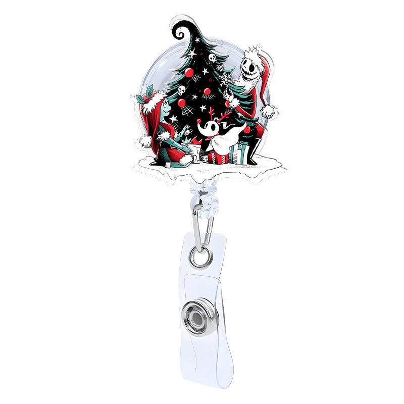 Wholesale Decorative Acrylic Badge Reel with  Heart Demon Design,  Retractable ID Holder for Resale