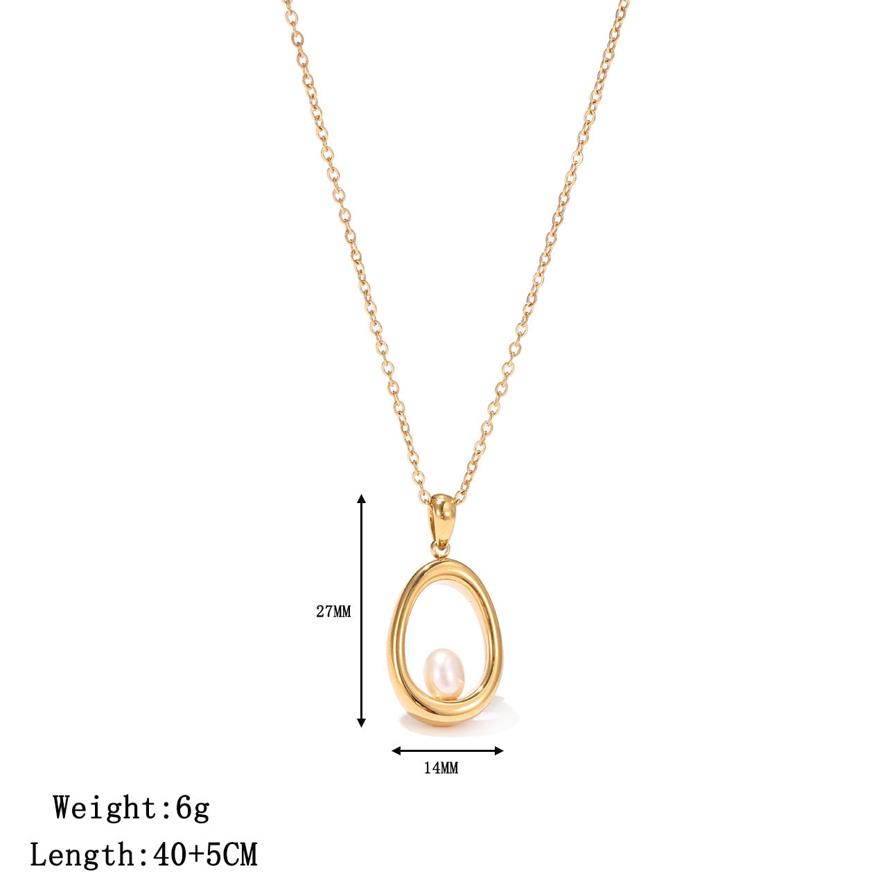 Wholesale U-Shaped Beaded Titanium Steel Clavicle Necklace