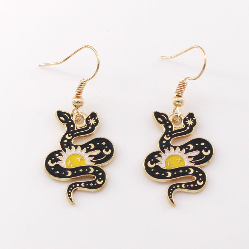 Wholesale Halloween Crow Bat Snake Alloy Oil Drop Earrings ACC-ES-Liyao006