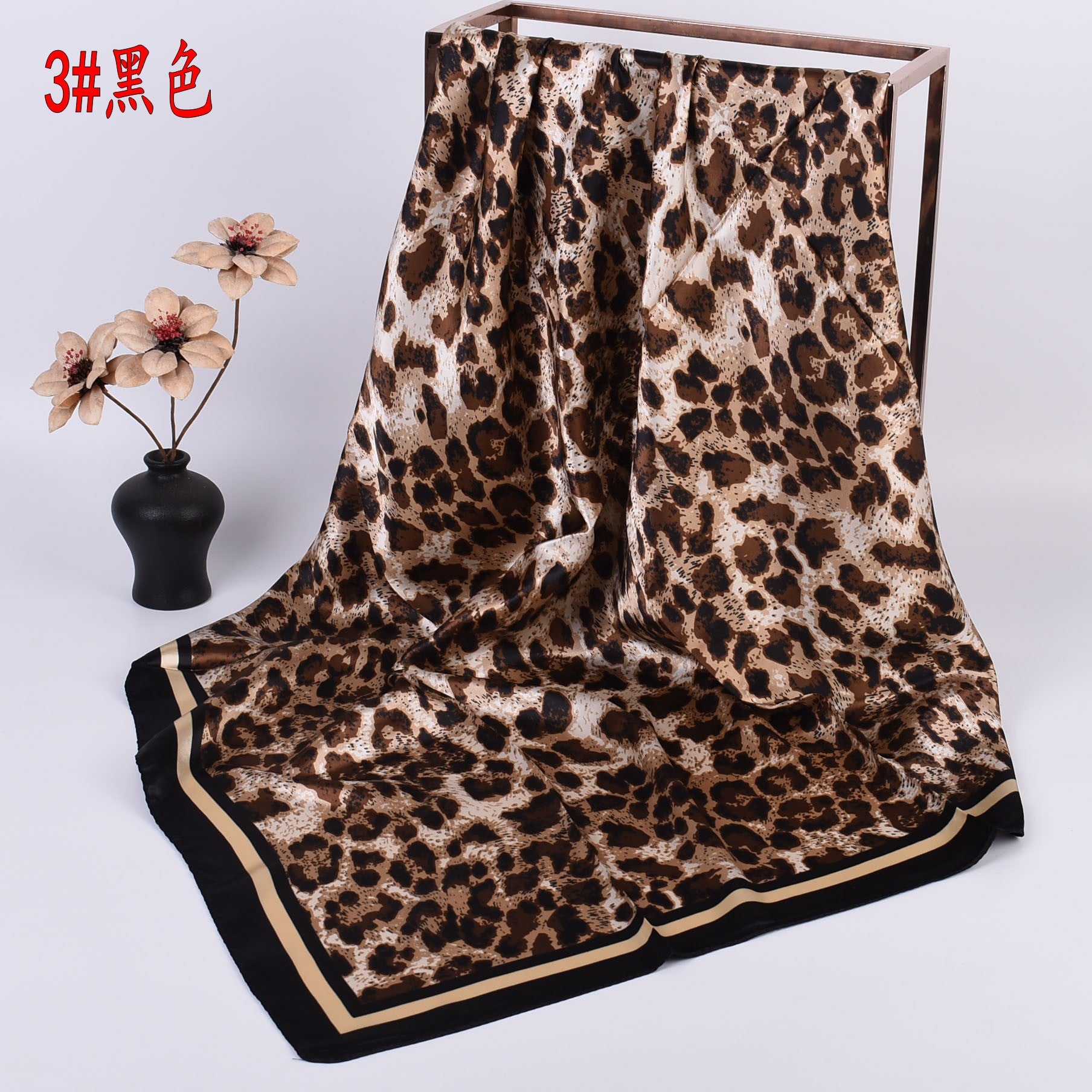 Wholesale Leopard Print Silk Scarf 90* 90 Large Square Scarf