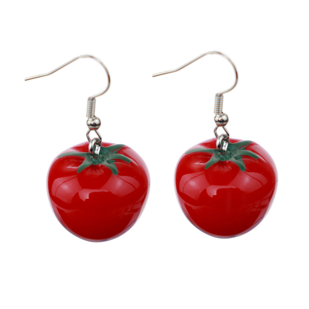 Wholesale  three-dimensional tomato food earrings