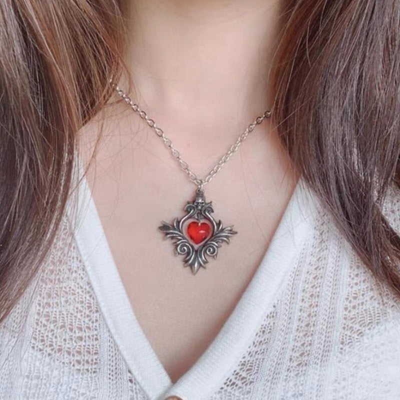 Wholesale Vintage Old Rose Love Pendant  Skull Necklace