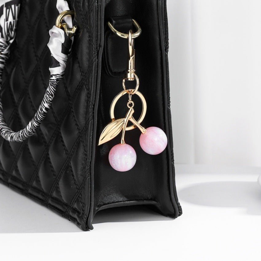 Wholesale Cute Star Glitter Cherry Pendant Resin Fruit Keychains