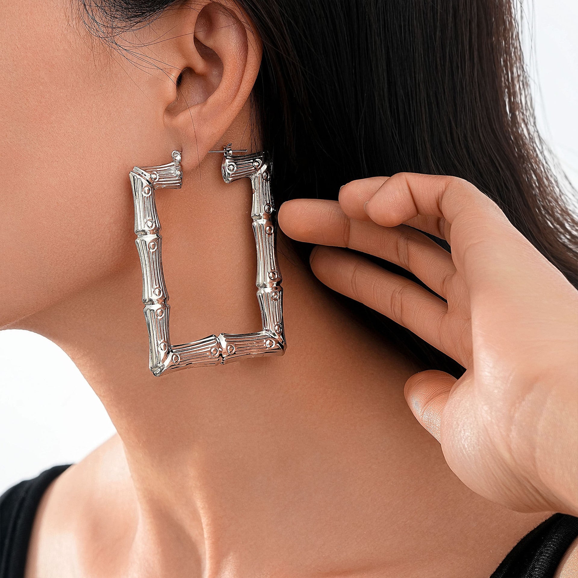 Wholesale Exaggerated gold large hoop oversized bamboo earrings