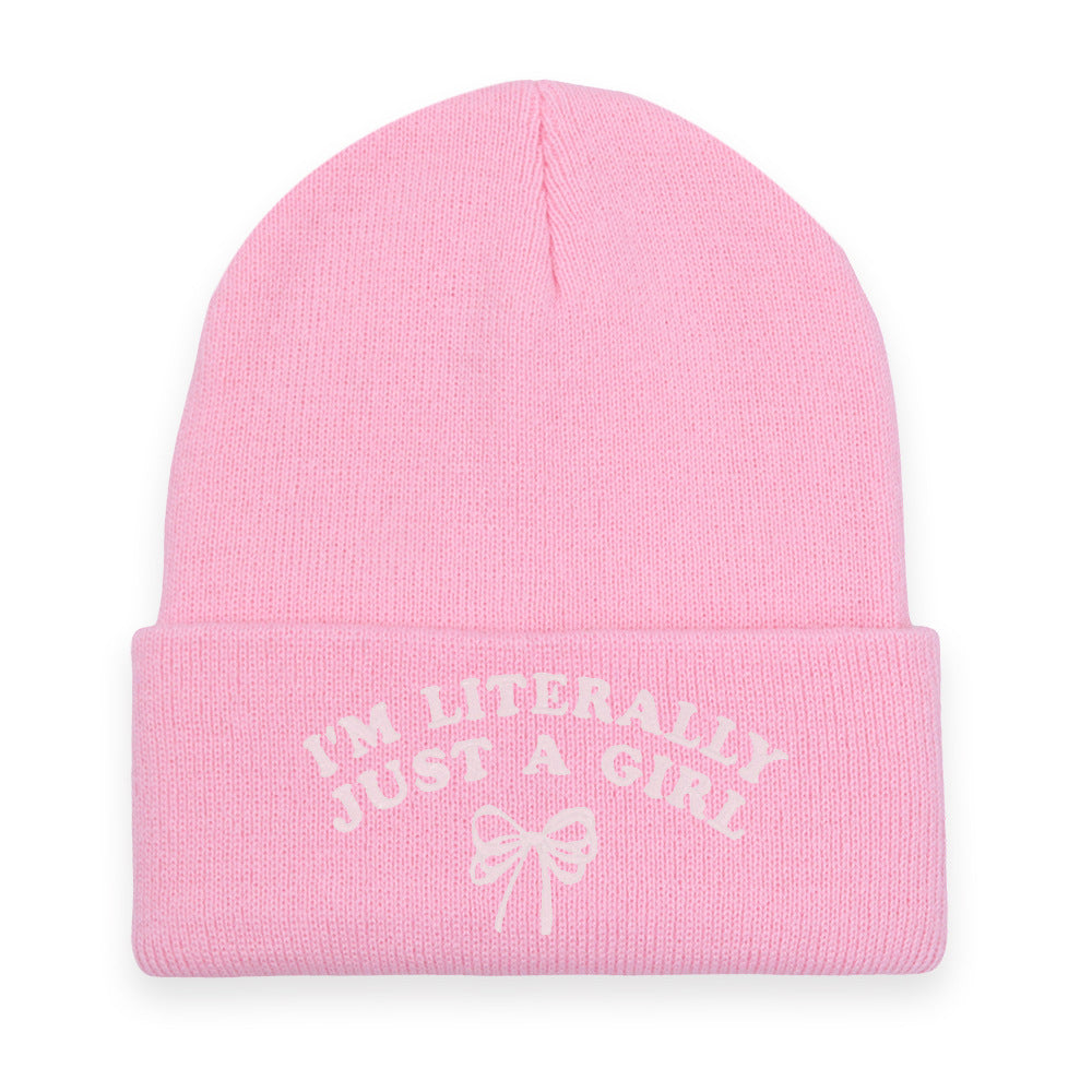 Wholesale Letter Bow Knitted Hat Warm Embroidered Wool Hat ACC-HT-HaiPu037