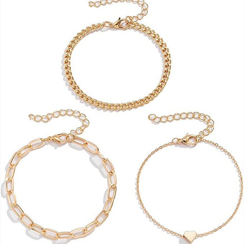 Wholesale 6Pcs Boho Minimalist Multi Layer Chain Bracelets For Women Electroplated Zinc Alloy Fashion Jewelry Accessory Great For Gift