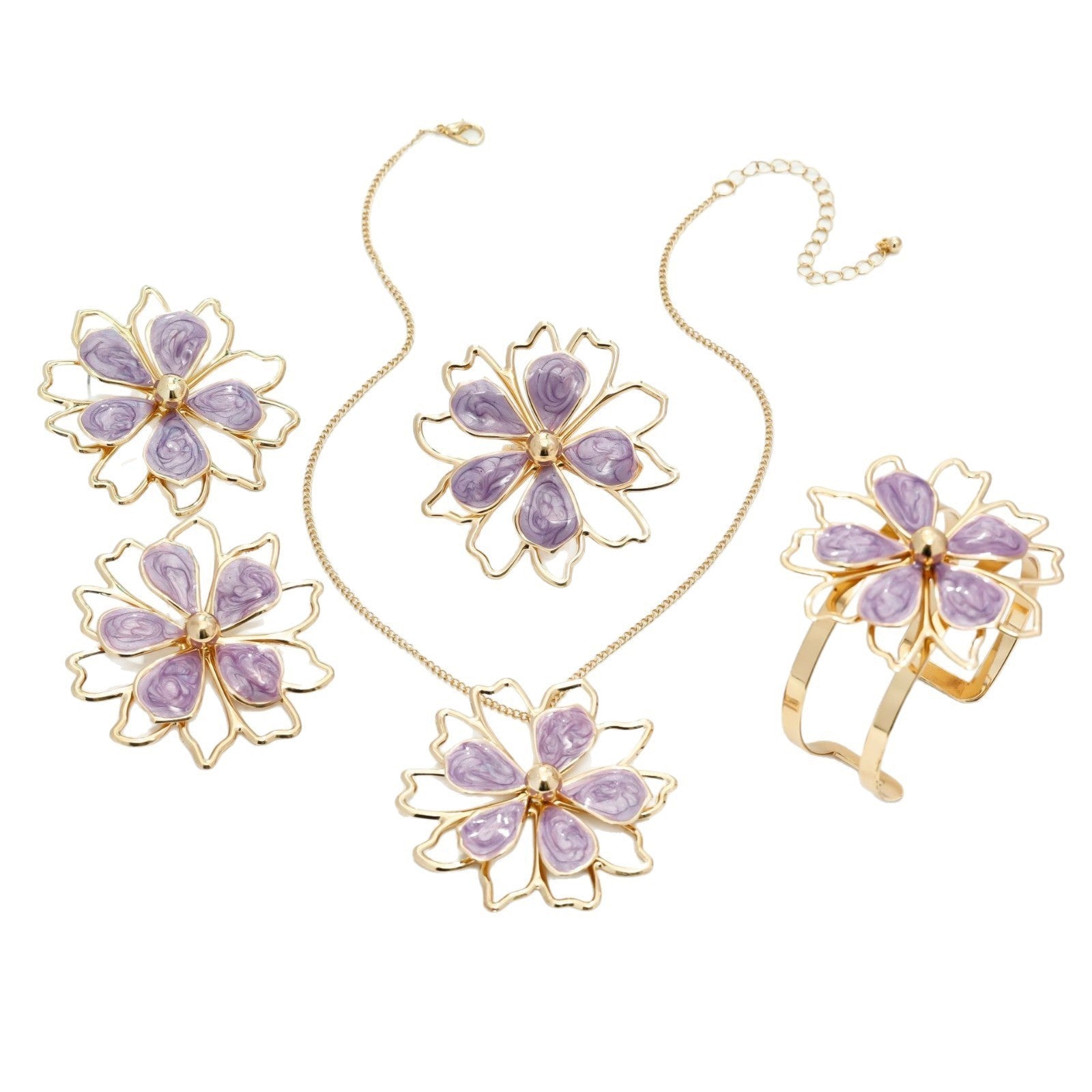 Wholesale Double-Layer Hollow Three-Dimensional Flower Ring