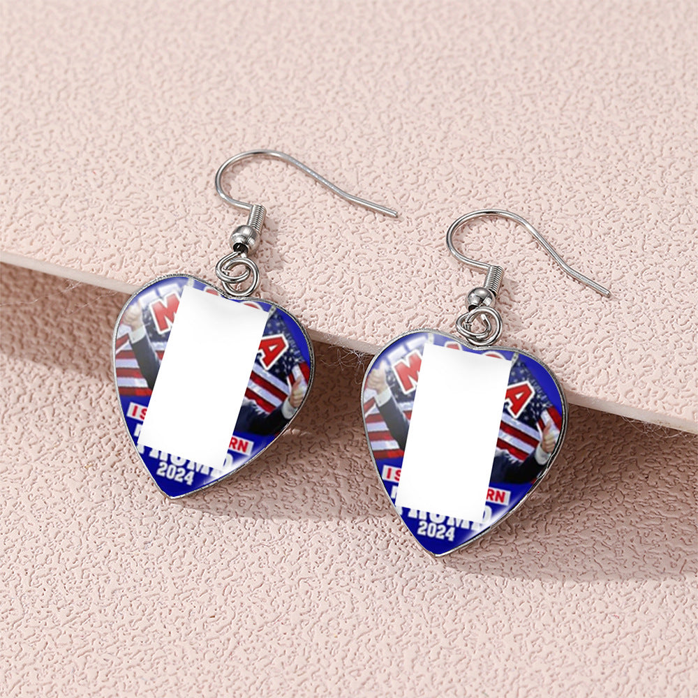 Wholesale Stainless Steel Earrings American Independence Day Love Heart Earrings ACCVIP-ES-XiangLian024