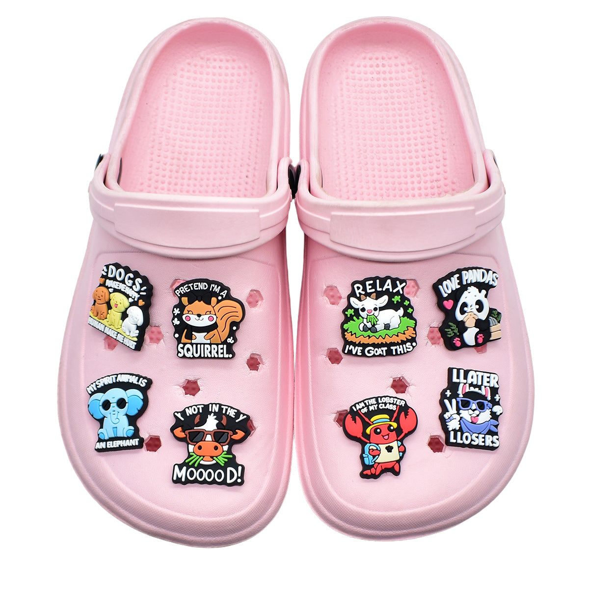 Wholesale Random 100pcs  creative phrase series  PVC Soft Rubber Shoe Buckle Decoration