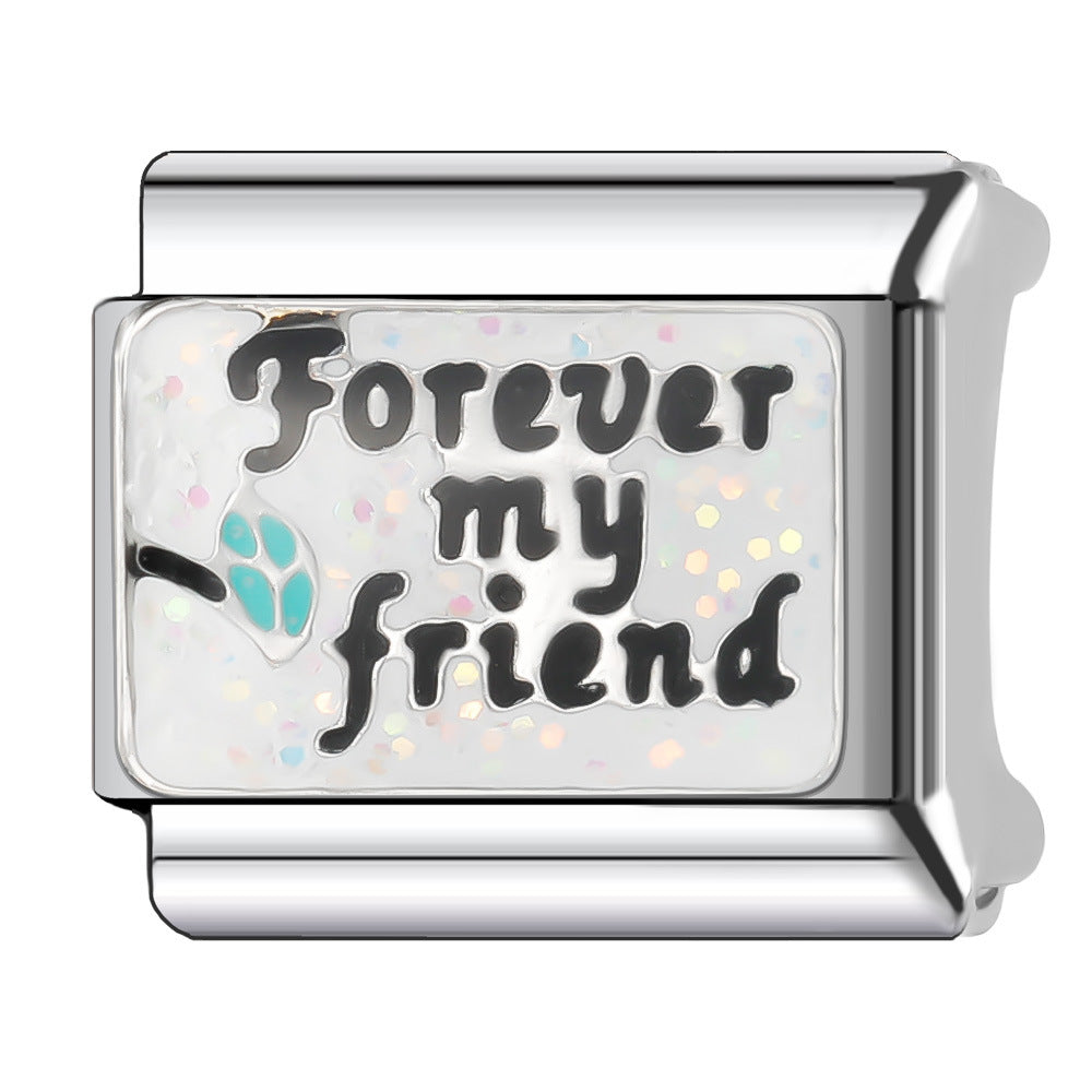 Wholesale Italian Charm Bracelet 9mm DIY English Series Creative Stainless Steel Composable Bracelet