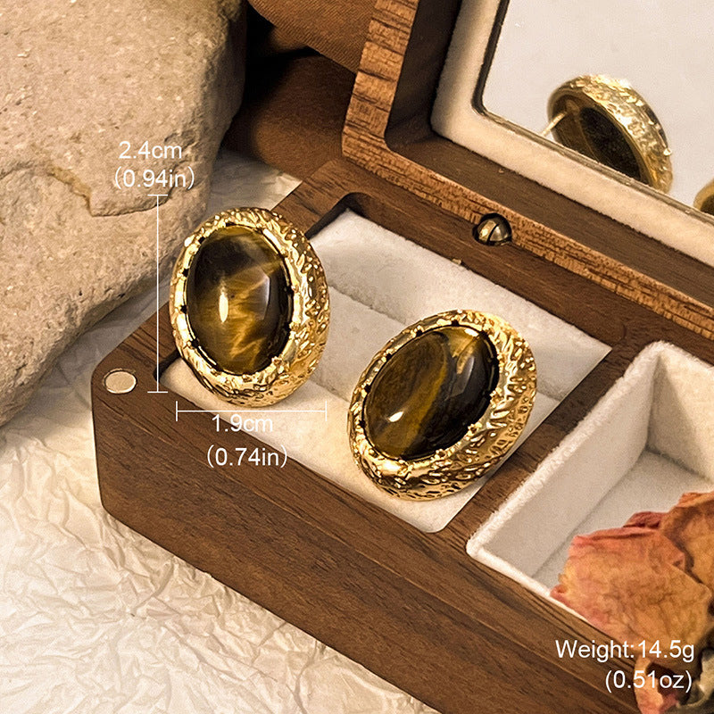 Wholesale Tiger Eye Earrings Retro Luxury  Jewelry