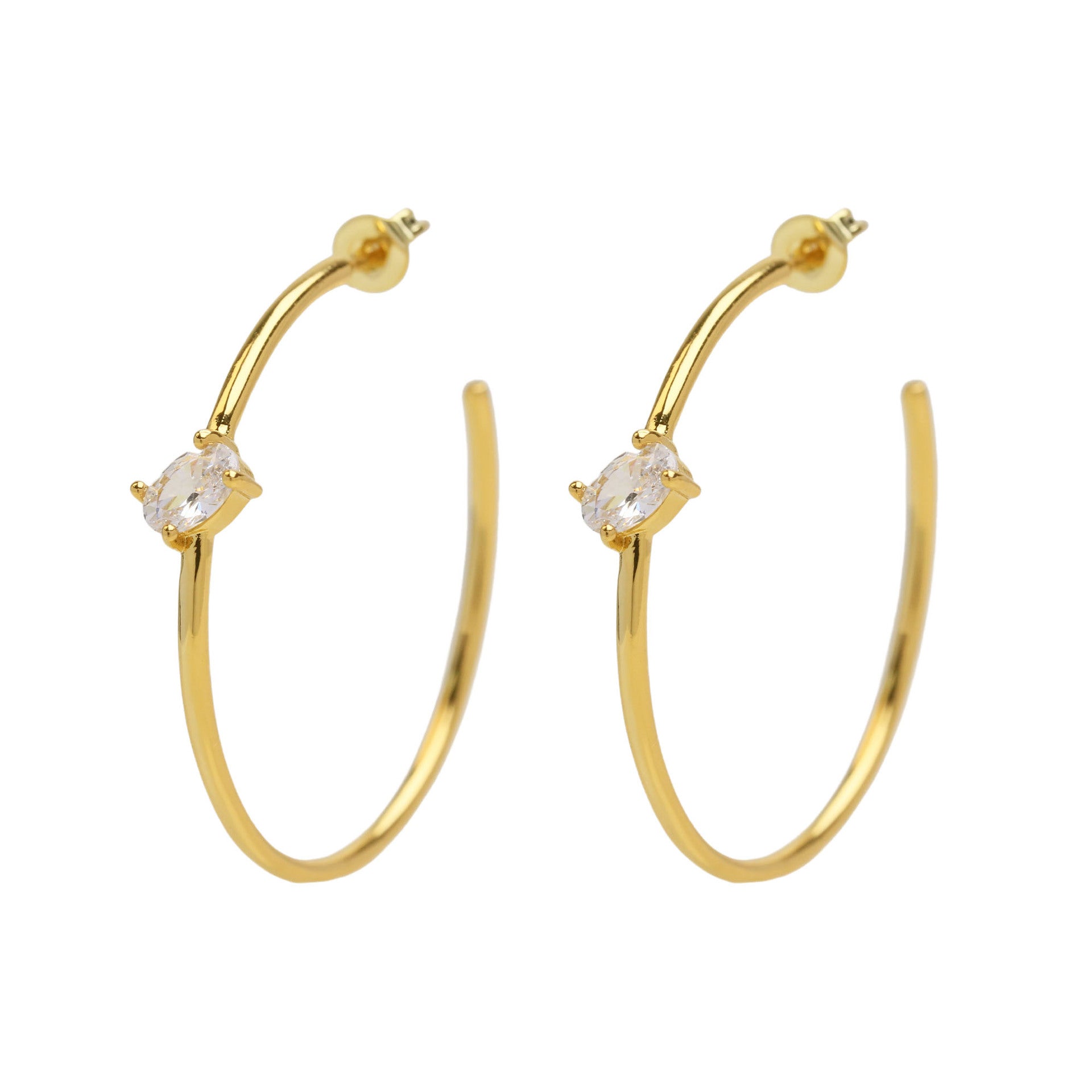 Wholesale classic 18k gold 30mmm brass oval zircon earring