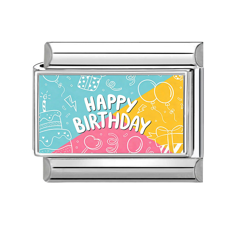 Wholesale Italian Style Birthday Theme Patchwork Stainless Steel Bracelet Fashion Accessory Gift