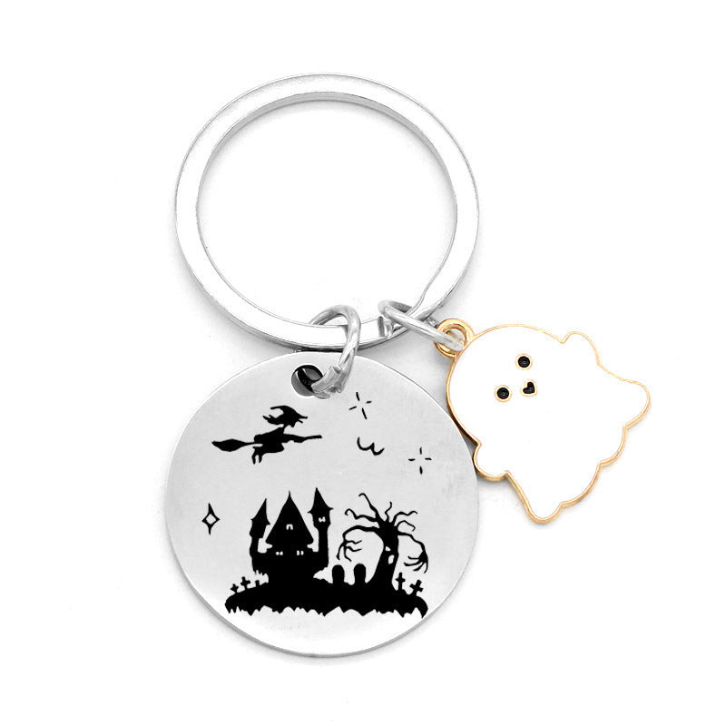 Wholesale Cute Stainless Steel Ghost Pumpkin Keychain  Party Gift Fashion Accessory For Resale