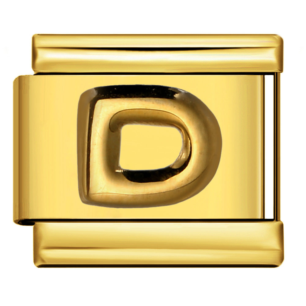 Wholesale Italian Charm Bracelet 9mm DIY Splicing Removable Raised Letters Stainless Steel Composable Bracelet