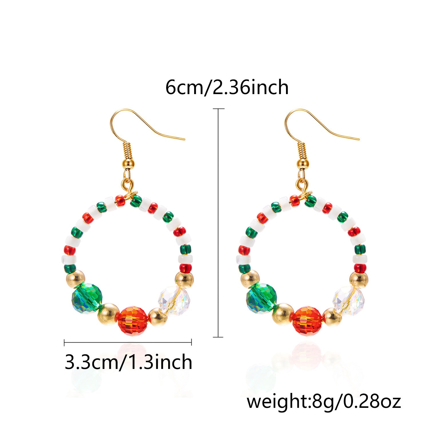 Wholesale New Year Colorful Christmas Wreath Bow Earrings