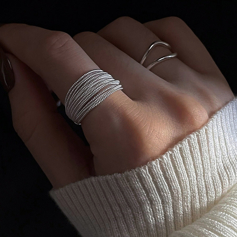 Wholesale Multi-layer winding ring  double-layer hollow woven ring