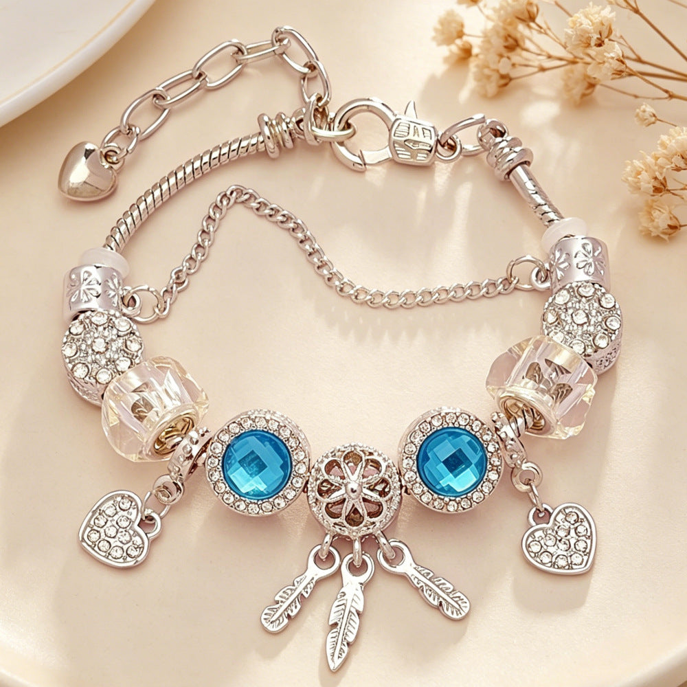 Wholesale Stainless Steel Sparkling Dreamcatcher Bead Bracelet Geometric Starry Design Women' s Fashion Accessory