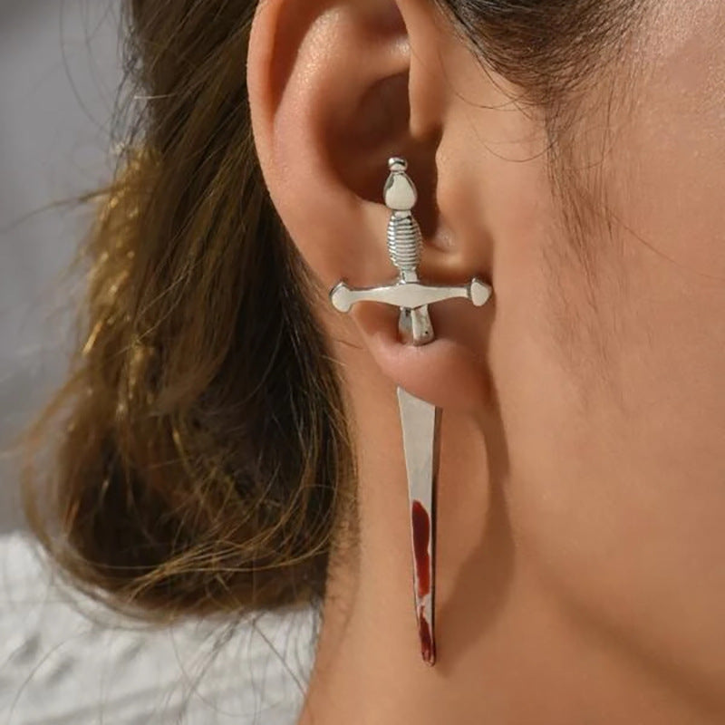 Wholesale Gothic Sword Vintage Cross Blood Dagger Earrings
