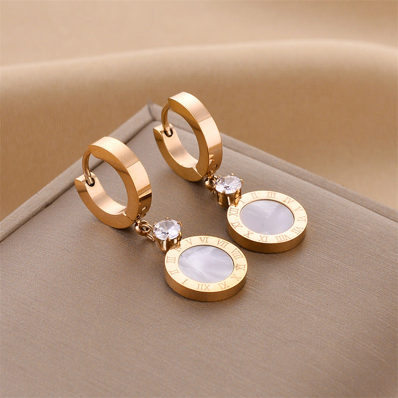 Wholesale Golden Rose Gold Steel Color Titanium Steel Earrings ACC-ES-HaoWen014