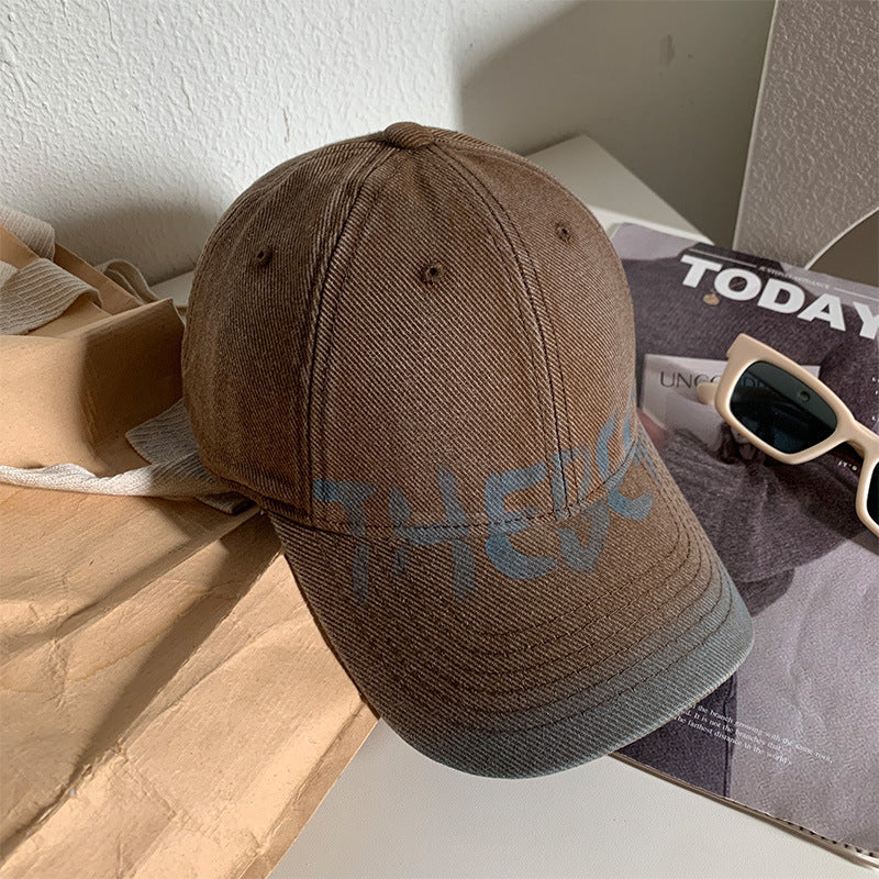 Wholesale Washed old letters retro wide soft top hat