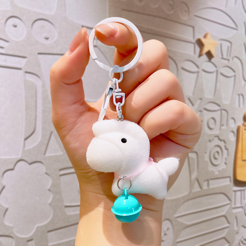 Wholesale Cute PVC flocked bell lucky cat keychain