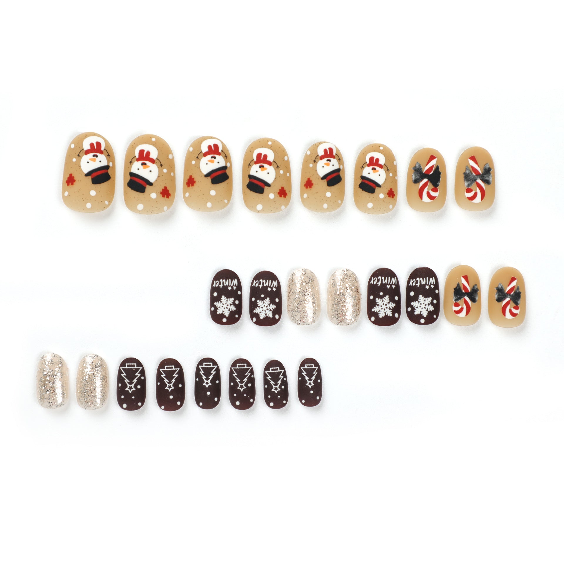 Wholesale 24 Pieces/box Christmas Press-on Nails Kits Nail Stickers ACC-NS-LeFan027