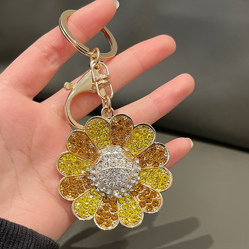 Wholesale Cartoon Colorful Rhinestone Sunflower Alloy Keychain ACC-KC-CH001