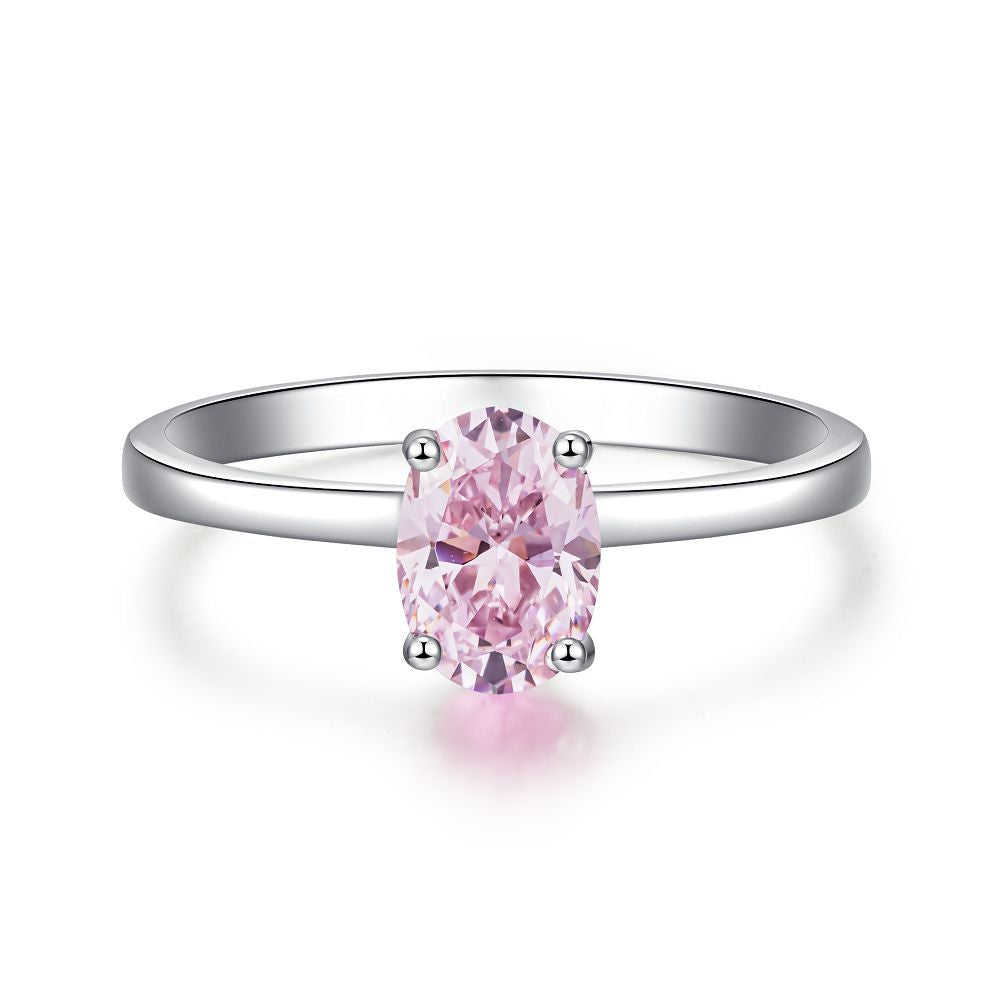 Wholesale S925 Sterling Silver Ice Cut Ring Pink Diamond Colored Gemstone ACC-RS-JiuHao020