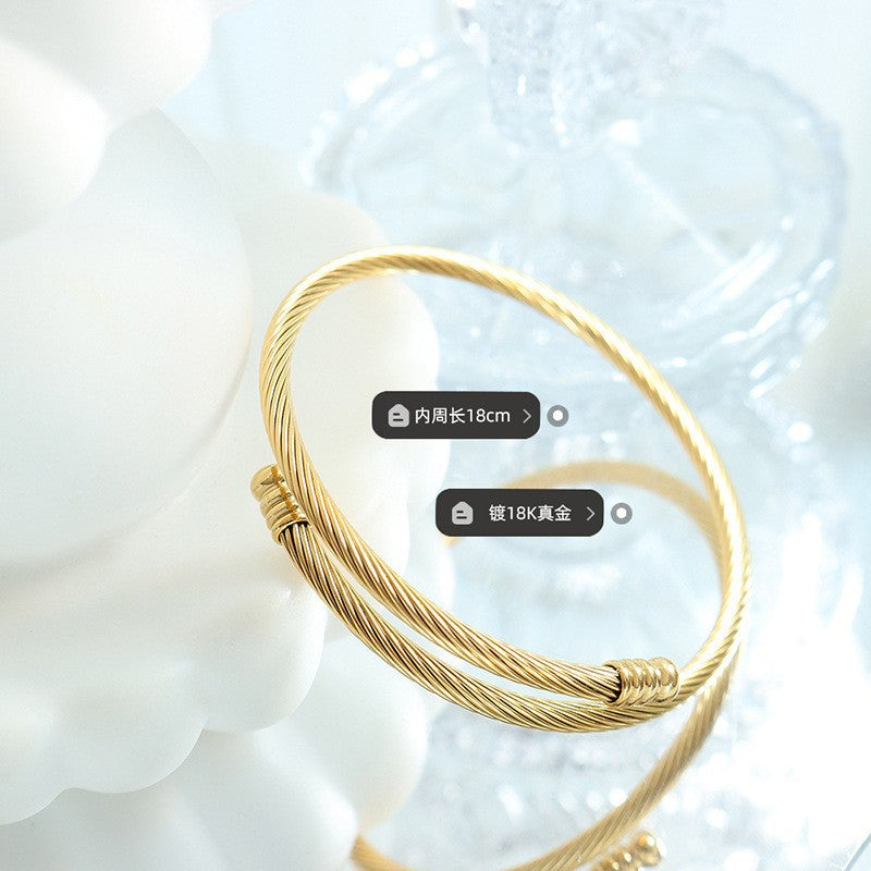 Wholesale Stainless Steel Braided Bracelet Adjustable Chic Fashion Accessory