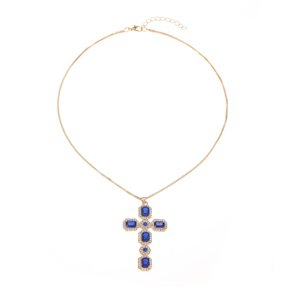 Wholesale Minimalist Cross Pendant Necklace with Rhinestones Zinc Alloy Electroplated Jewelry Accessory for Women Boutique Resale