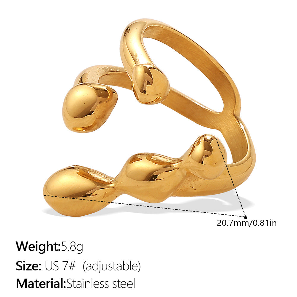 Wholesale  Couple' s Simple Plain Glossy Open Ring Stainless Steel 18K Gold-Plated Versatile Ring
