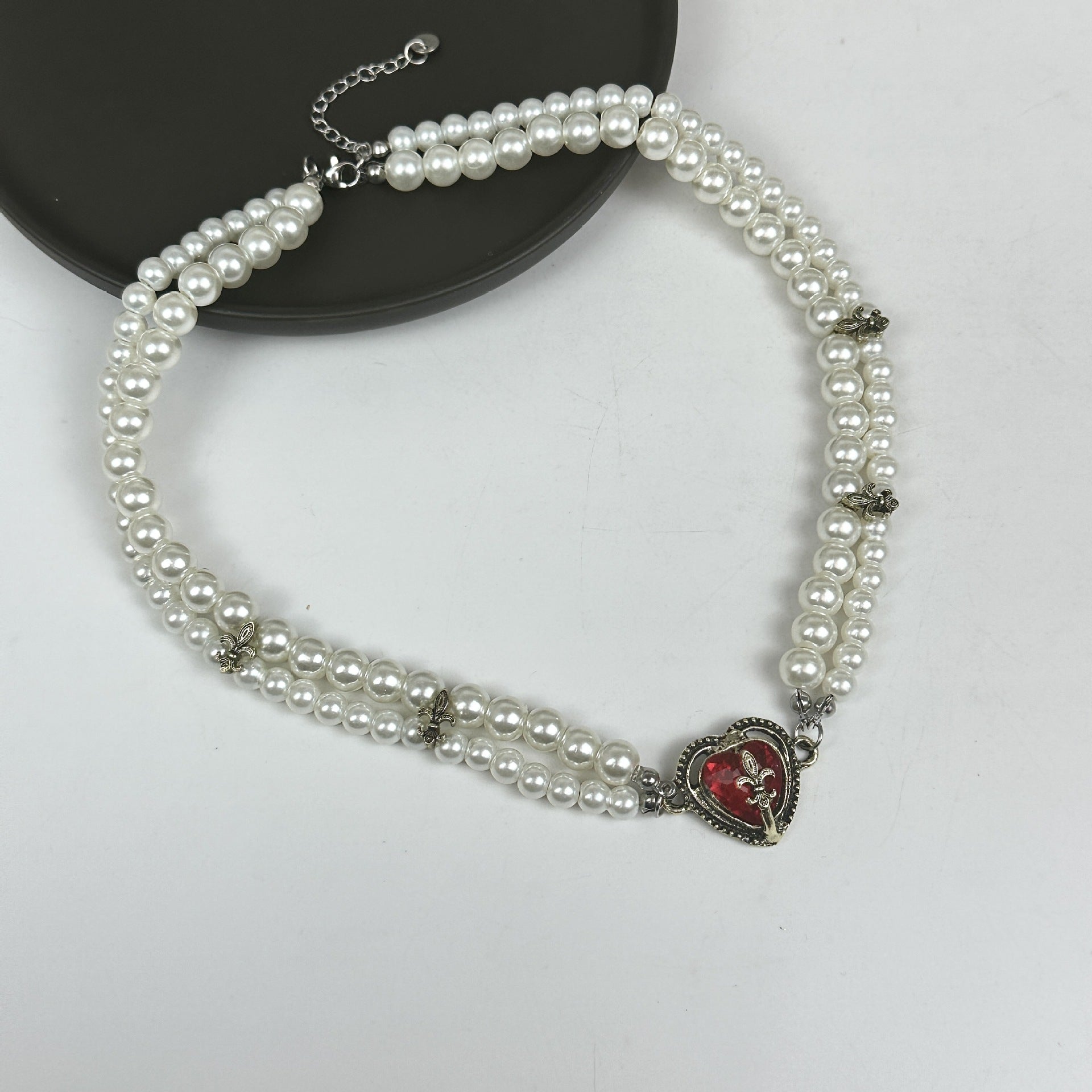 Wholesale Flower Drop Cross Pendant Multi-layer Stacked Pearl Clavicle Chain