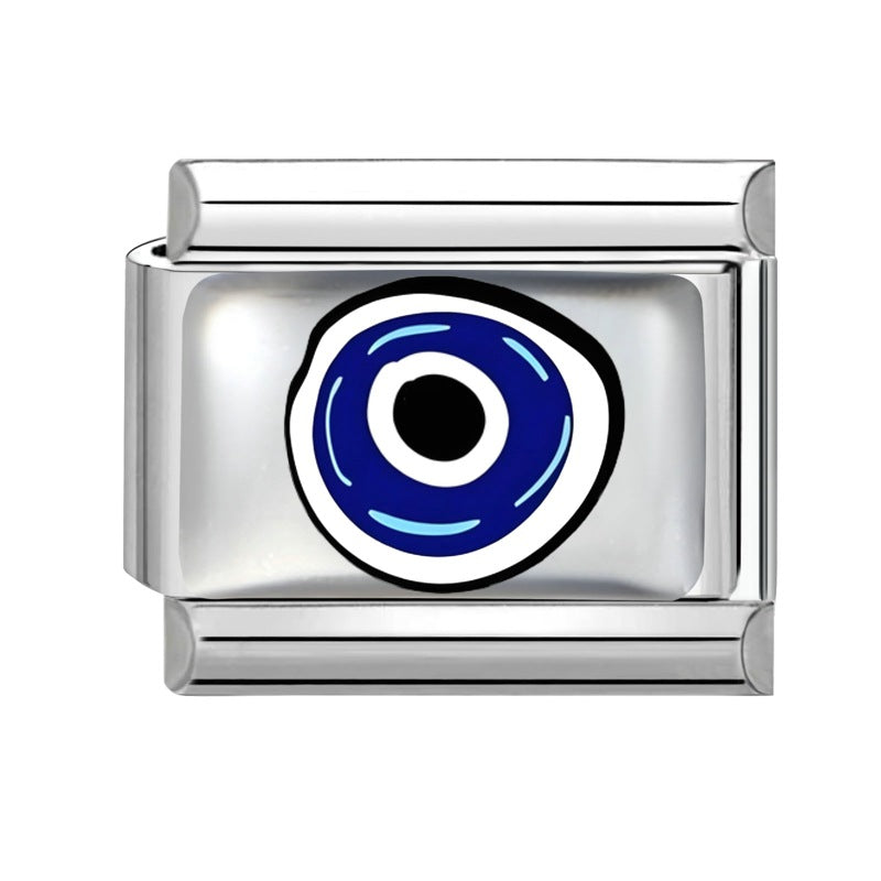 Wholesale 9mm Italian Charm Starter Bracelets DIY Flower Evil Eye Series Stainless Steel Composable Bracelet