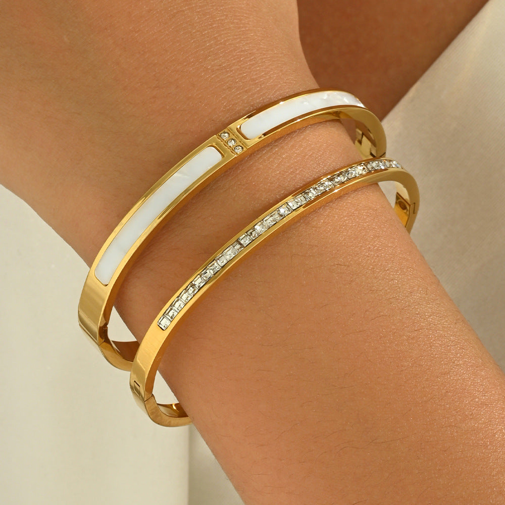 Wholesale Electroplated Titanium Steel 2 Piece Bracelet Set