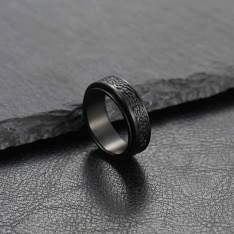 Wholesale Irregular Pattern Rotating Stainless Steel Ring ACC-RS-ZhongQi014