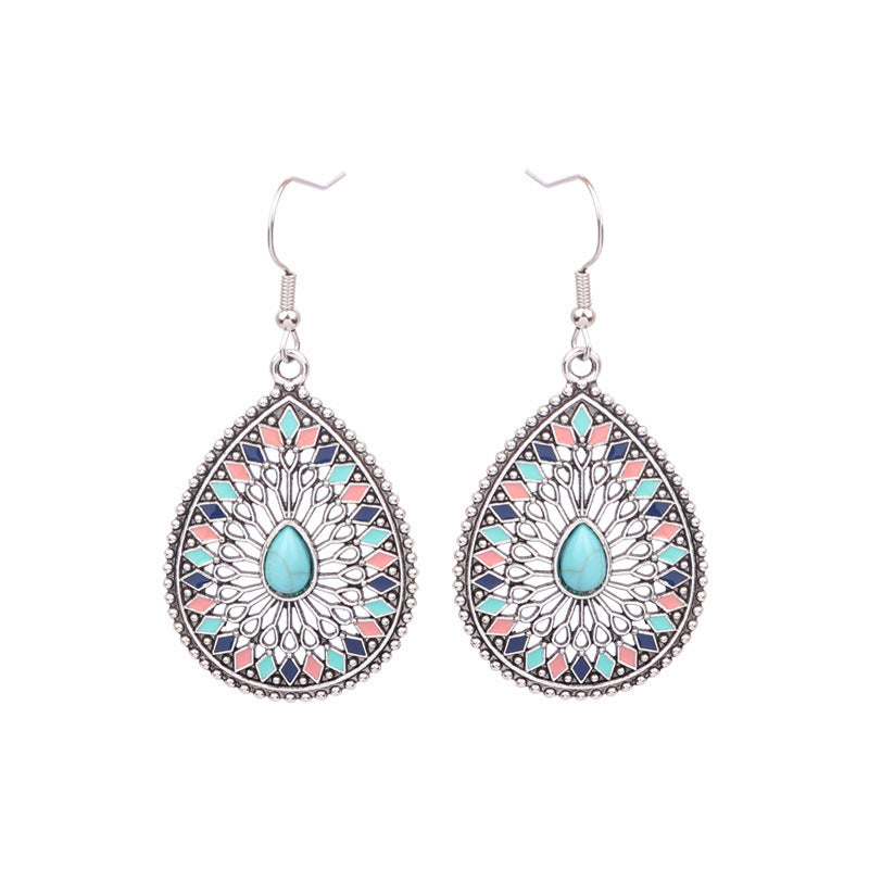 Wholesale Retro Bohemian Color Drip Oil Tassel Earrings Alloy Jewelry Fashion Accessory