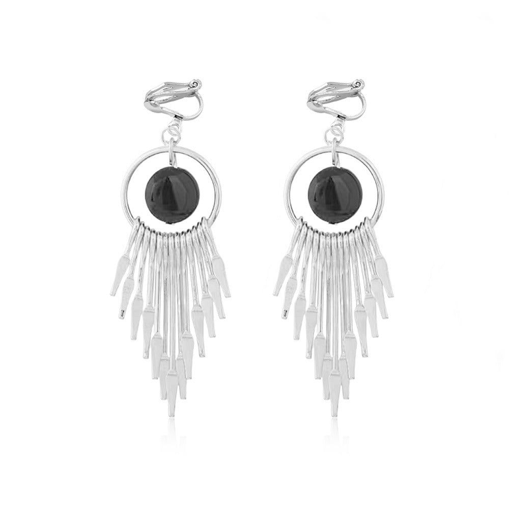 Wholesale exaggerated tassel ear clip earrings