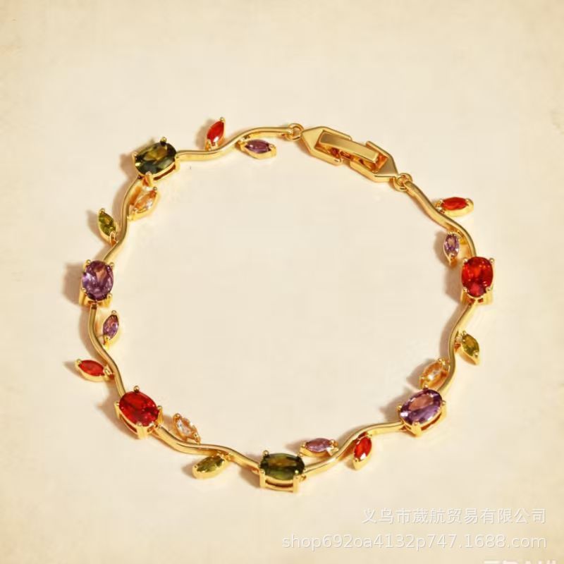 Wholesale Alloy Colorful Zircon Branches Bracelet,  Fashionable European Style Jewelry for Boutique Resale