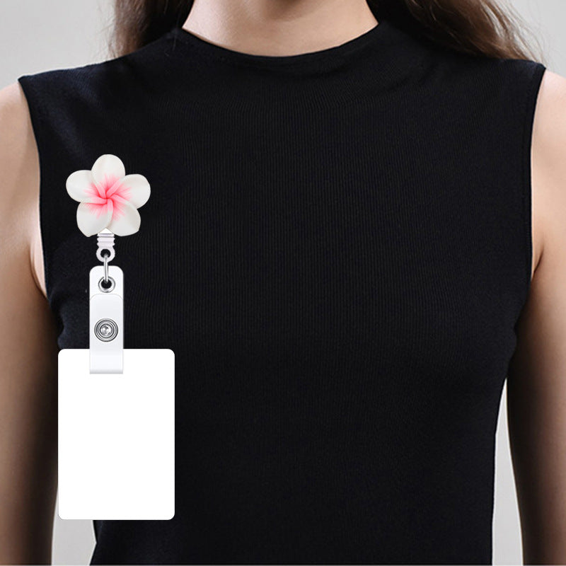 Wholesale Hawaiian Plumeria Badge Reel Handmade Soft y Flower – Casual Bag Charm or ID Accessory