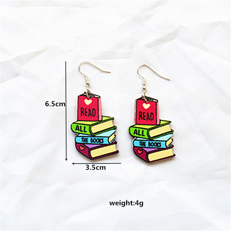 Wholesale  Teacher' s Day Earrings Creative Love Letter Books Wooden Long Teacher Gifts Sweet Earrings for Women