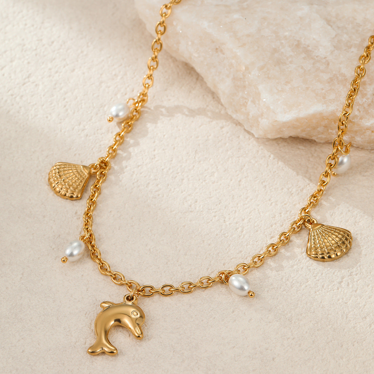 Wholesale  stainless steel necklace shell starfish necklace