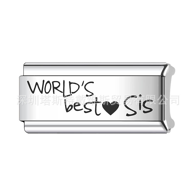 Wholesale   Italian Charm Bracelet 9mm DIY Home Laser Engraving Long Series Creative Stainless Steel Composable Bracelet