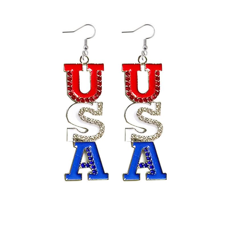 Wholesale American Independence Day Pentagram Hat Alloy Earrings ACC-ES-YiYuan003
