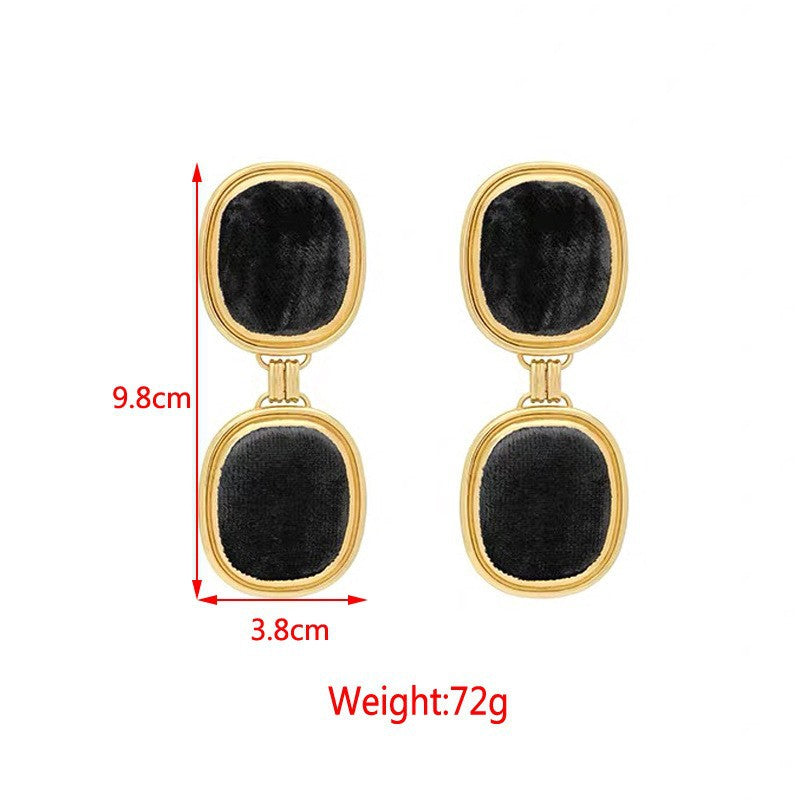 Wholesale retro exaggerated  metal double square earrings