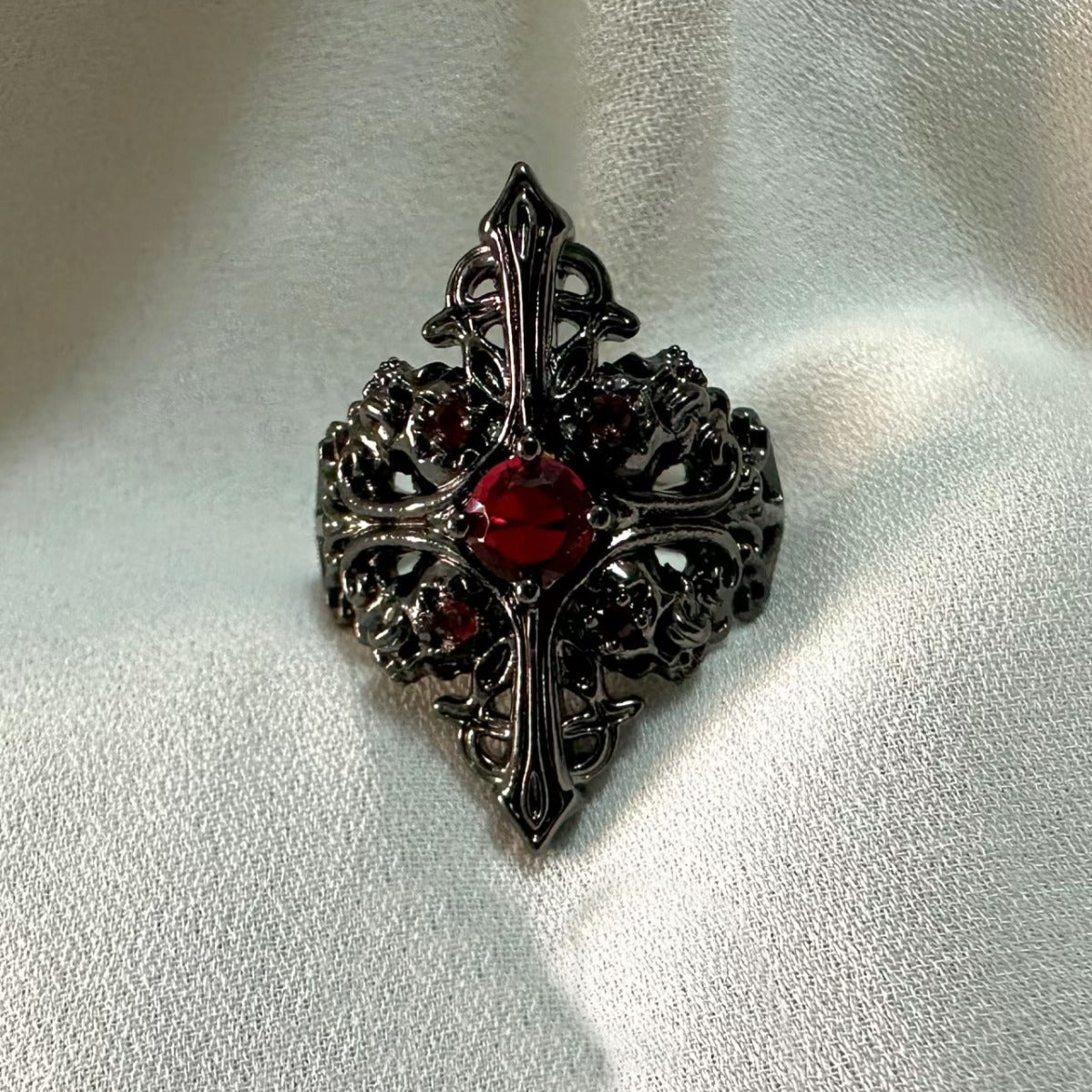 Wholesale  Cross Diamond Ruby Open Ring