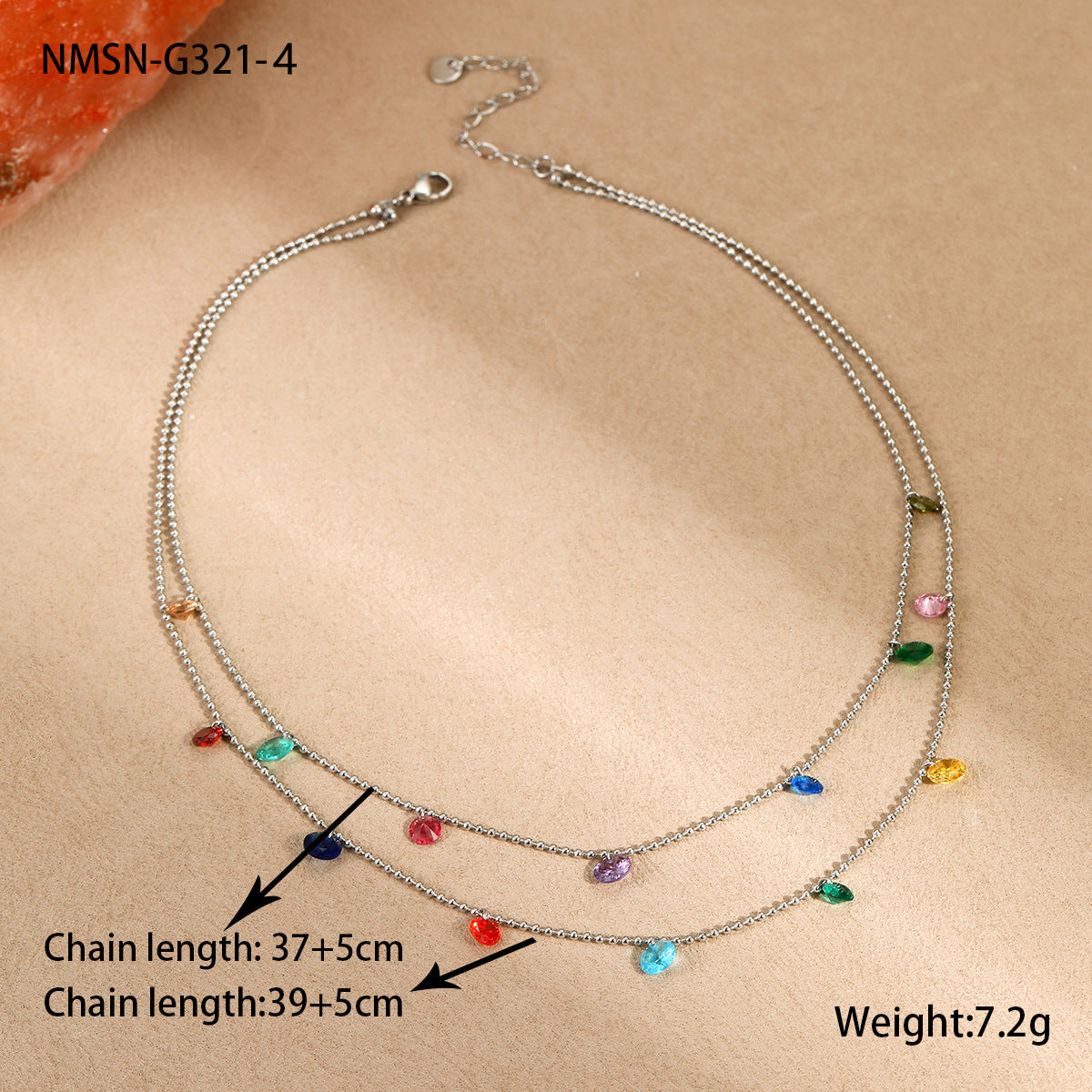 Großhandel Farbe Zirkon Serie Edelstahl Halskette Armband