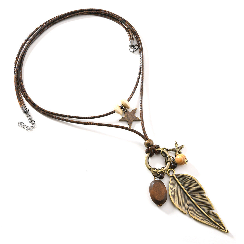 Wholesale Star leaf starfish vintage sweater chain