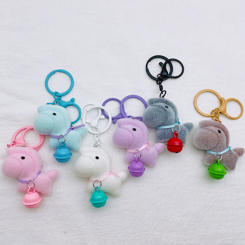 Wholesale Cute PVC flocked bell lucky cat keychain