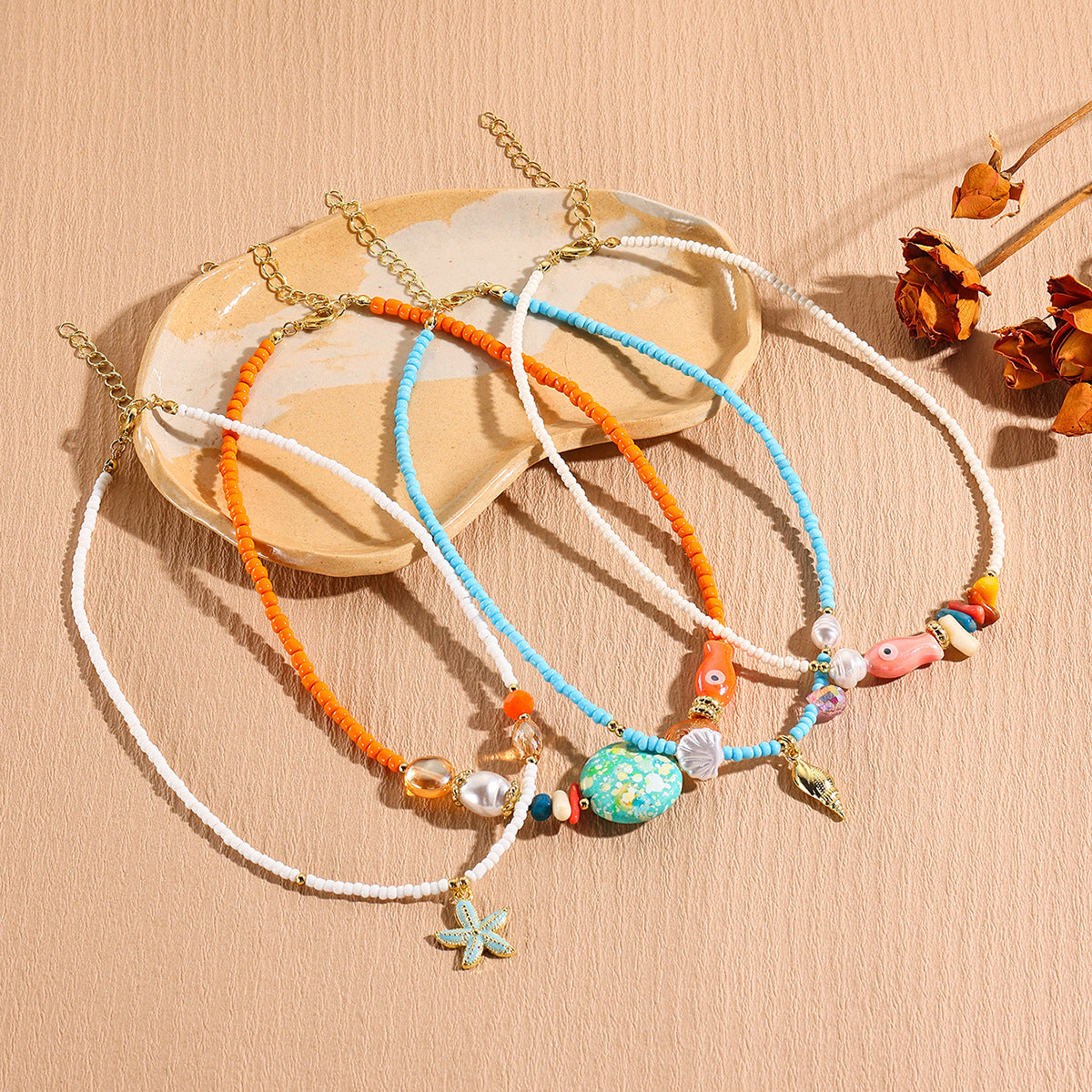 Wholesale Beaded Clavicle Chain Necklace  Bohemian Necklace